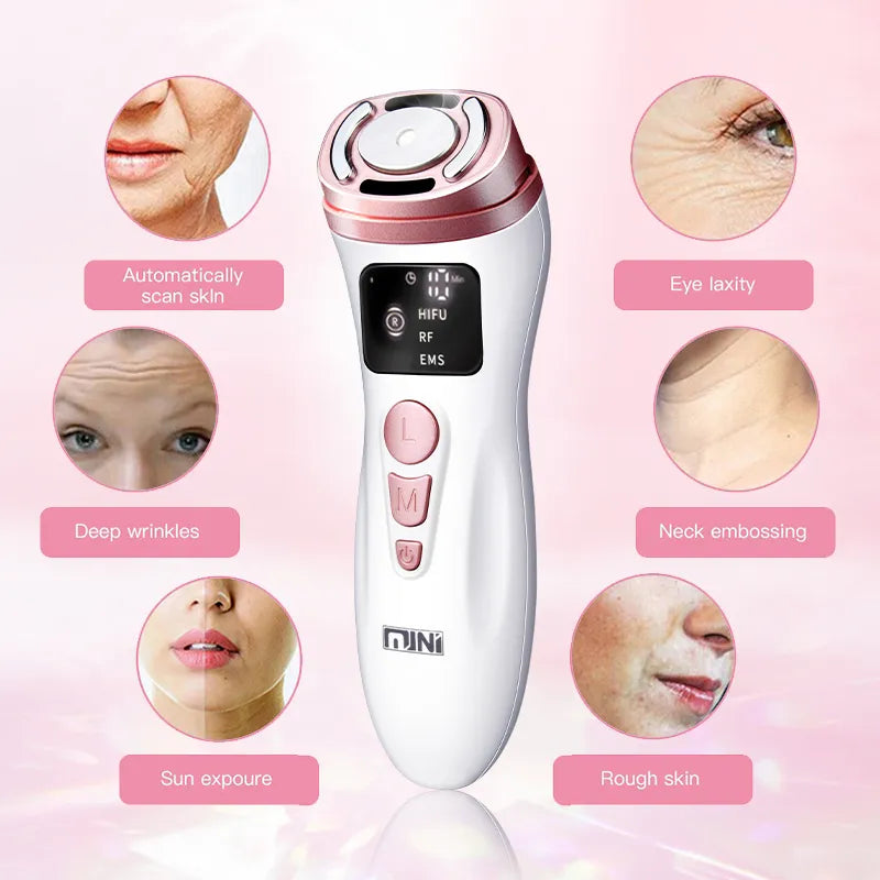 Mini HIFU & RF Facial Beauty Tool for Firming, Anti-Wrinkle, and Youthful Radiance