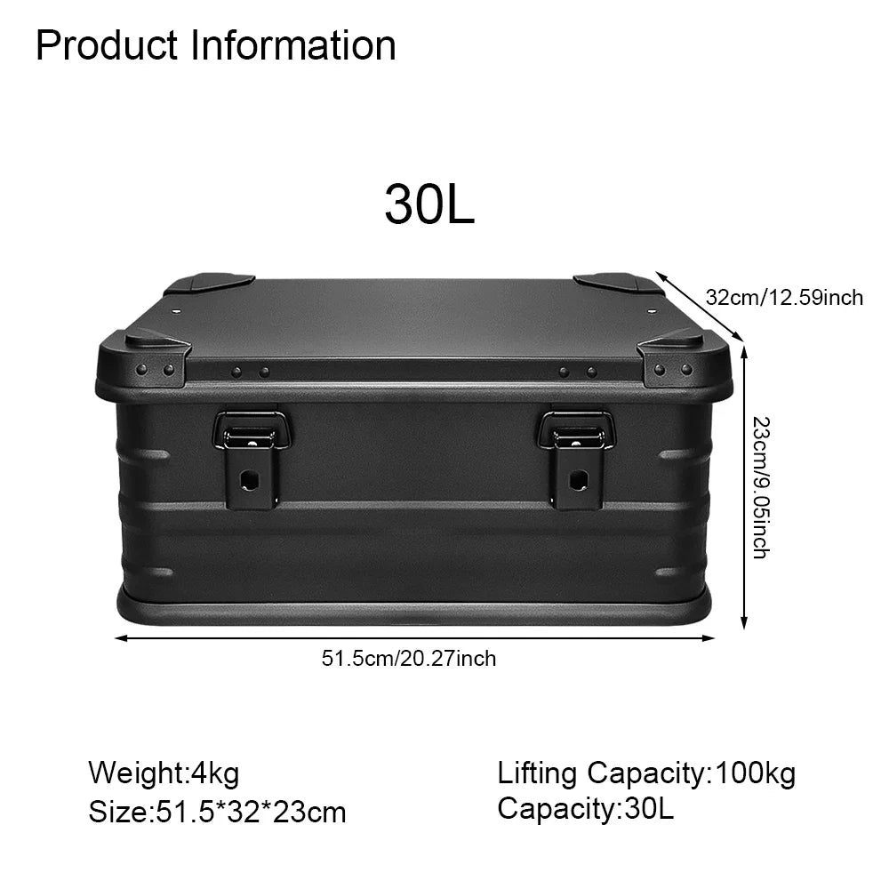 30L Aluminum Alloy Travel Storage Box Storage Case Black