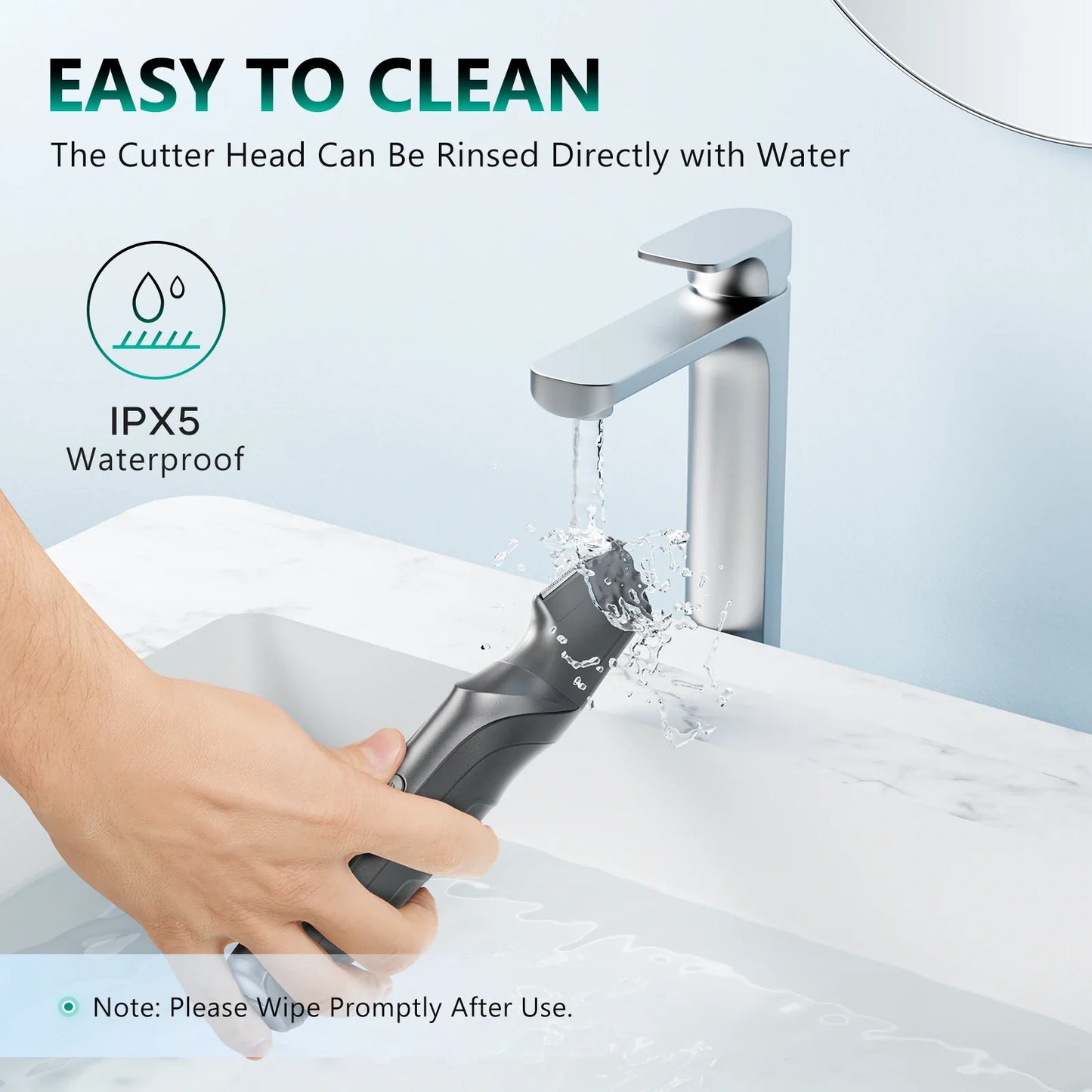 Electric Body Hair Trimmer IPX5 Waterproof Groomer Clipper Black