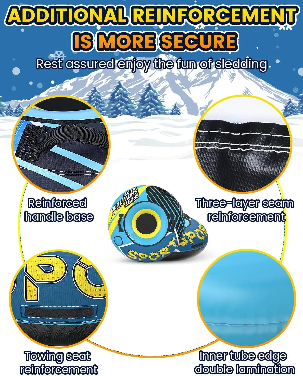 Inflatable Snow Sled Tubing with Handles