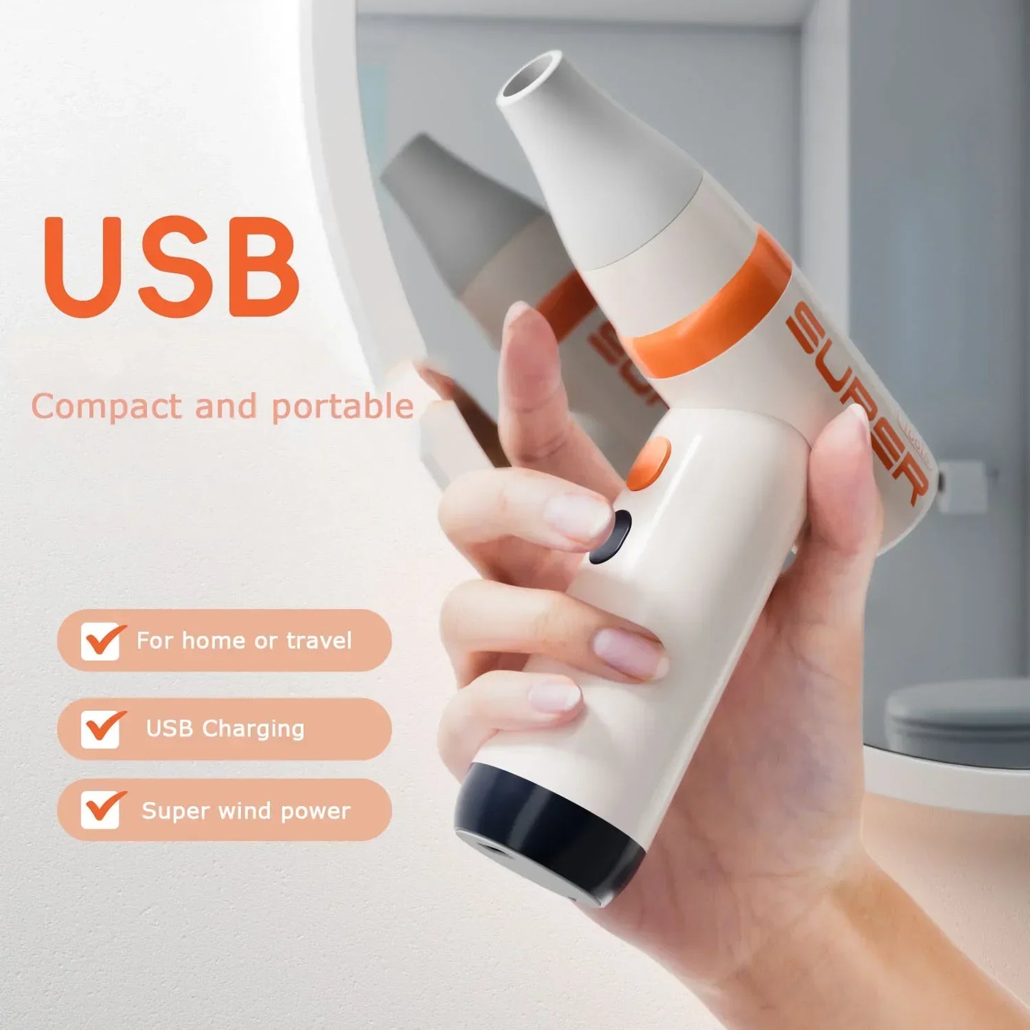 Wireless Handheld Mini Hair Dryer