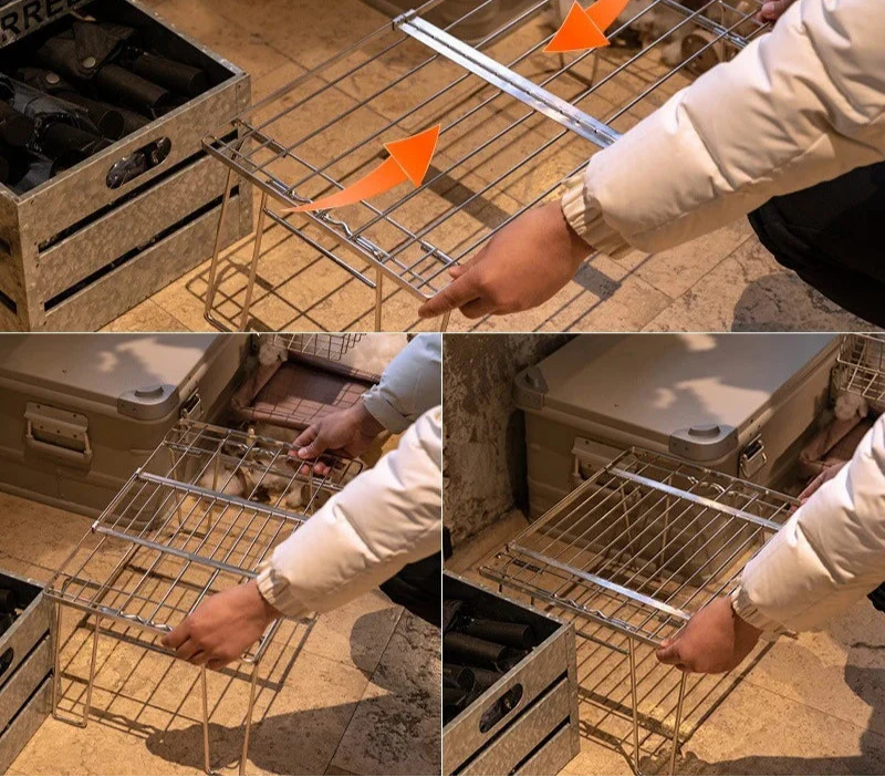 Stainless Steel Telescopic Folding Storage Rack Stand Silver