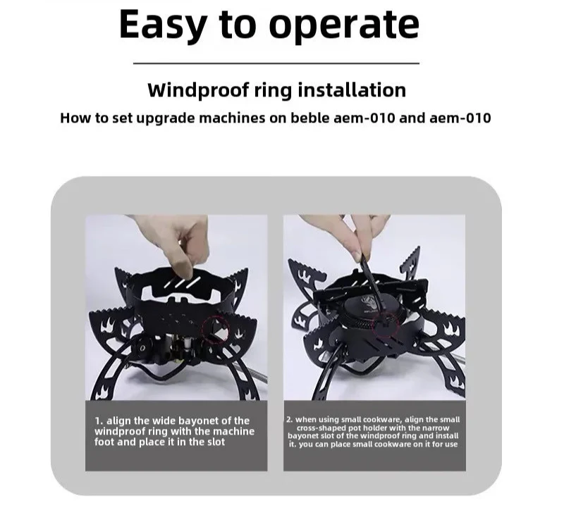 3800W Windproof Camping Stove Lightweight Gas Burner Black