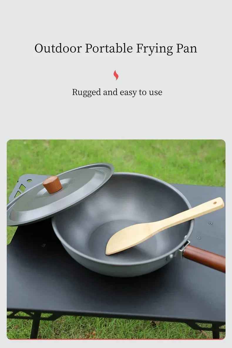Camping Frying Pan Folding Handle Dark Grey