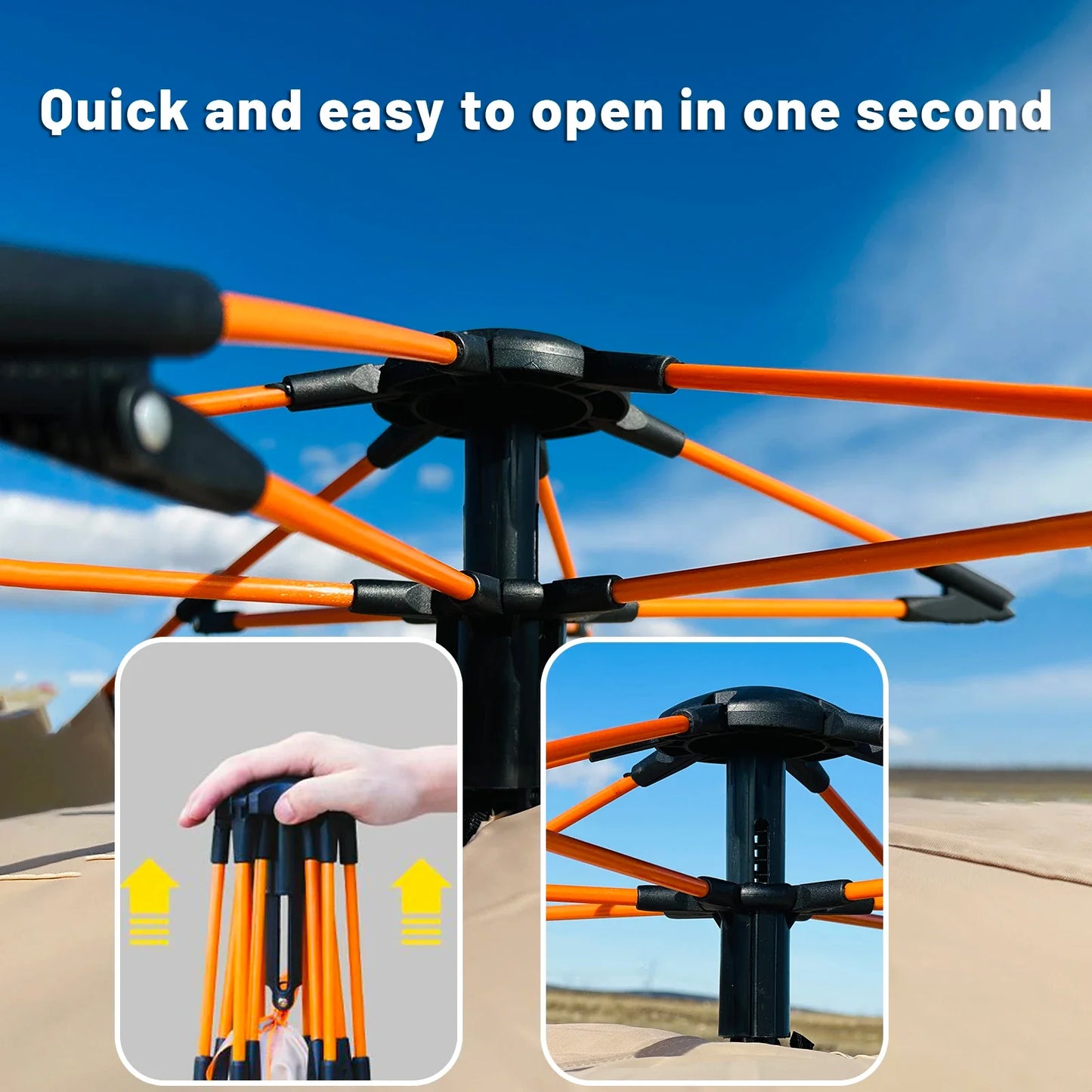 3–4 Person Outdoor Quick-Opening Camping Tent Fully Automatic Ivory