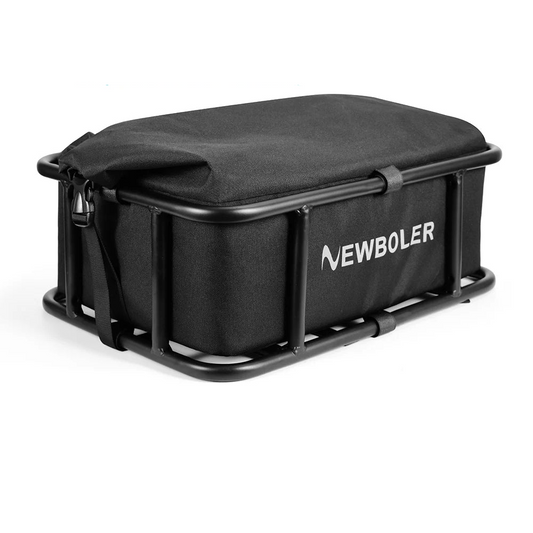 Rear Bike Basket with Waterproof Bag Metal Rear Rack Carrier Black