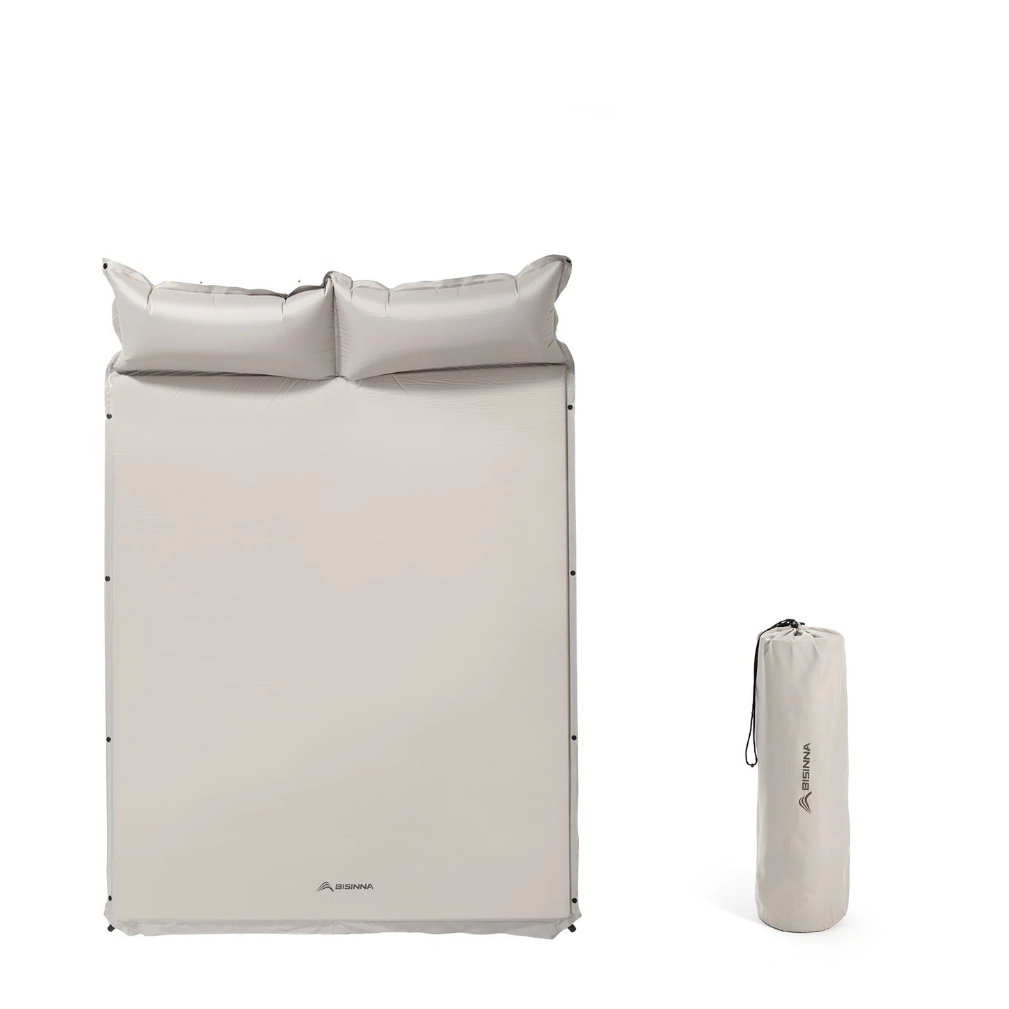 Self-Inflating Camping Mattress with Built-In Pillow Grey