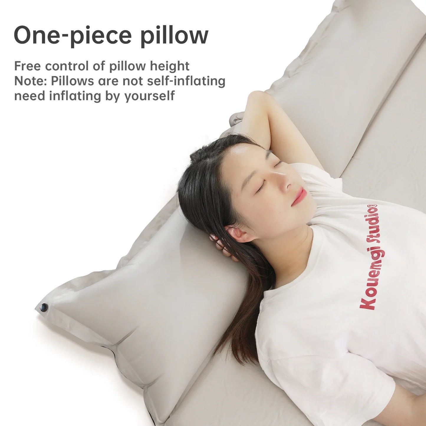 Self-Inflating Camping Mattress with Built-In Pillow Grey