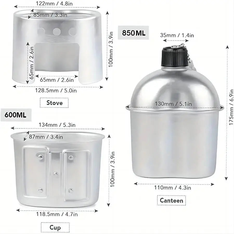Camping Water Cup with Storage Pouch Silver