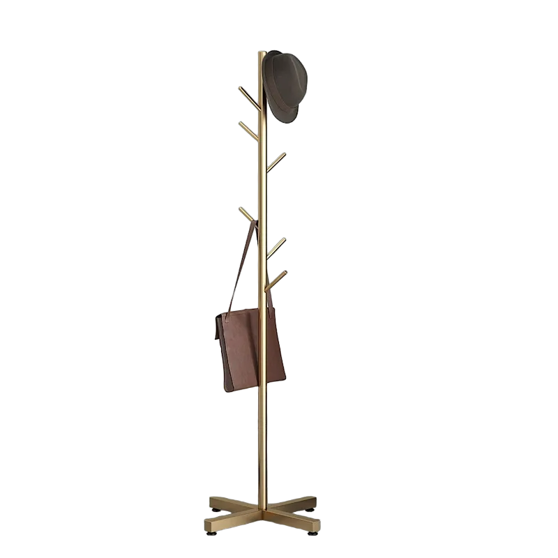 Elegance in Gold: Floor Standing Metal Coat Rack
