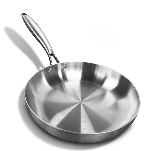 28cm 11-Inch 304 Stainless Steel Frying Pan Nonstick Uncoated Silver