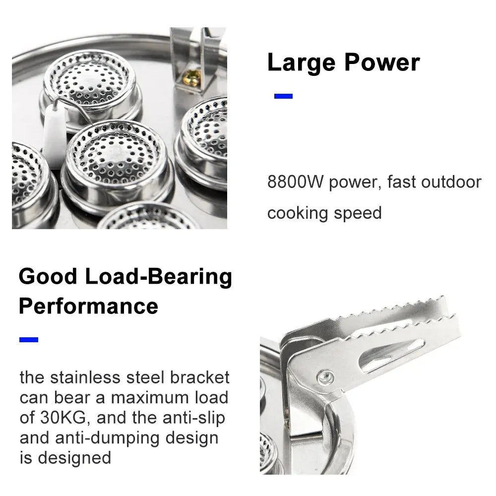 High-Power Camping Gas Stove Portable Split Furnace Black