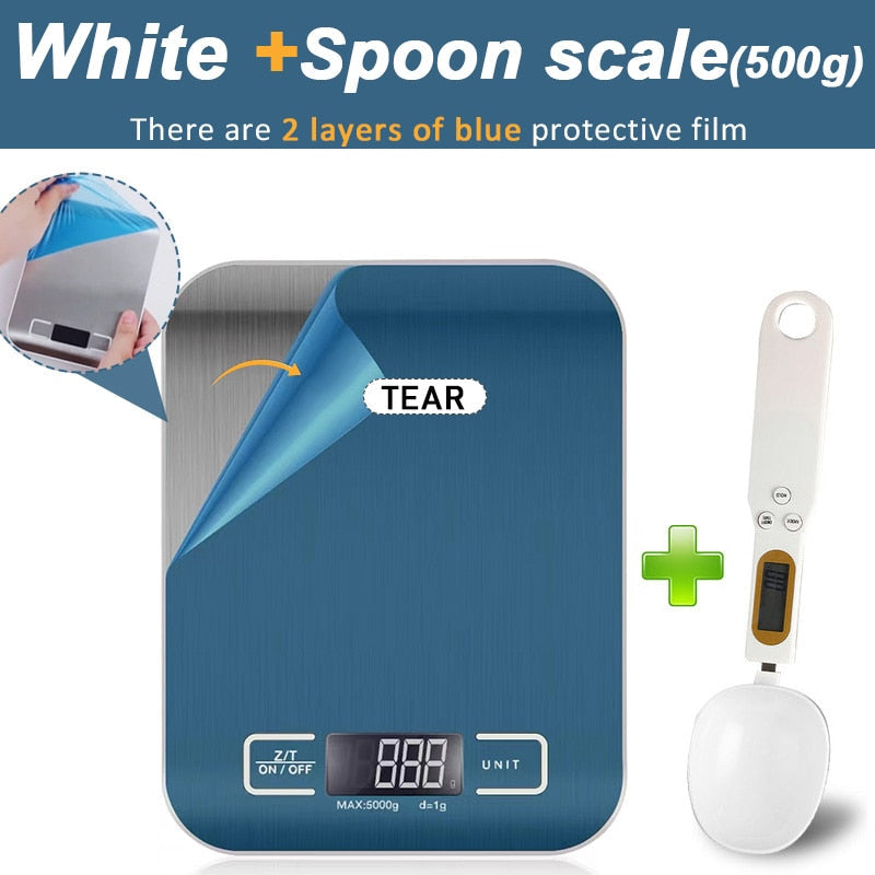 Digital Kitchen Scale 5kg/10kg Food Multi-Function 304 Stainless Steel Balance LCD Display Measuring Grams Ounces Cooking Baking