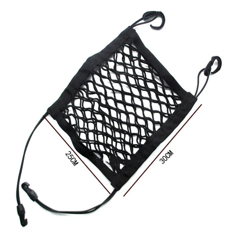 2Pcs Elastic Car Storage Net Bag Between Seat Organizer Barrier Black