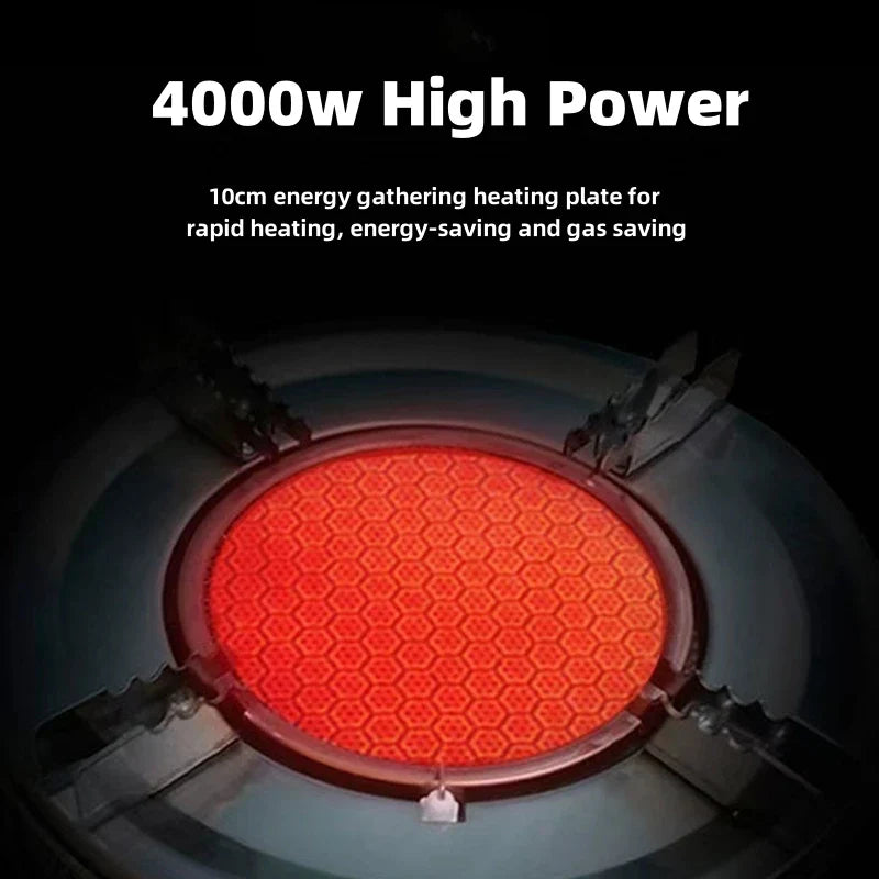 4000W Camping Gas Stove Foldable High-Power Windproof Silver
