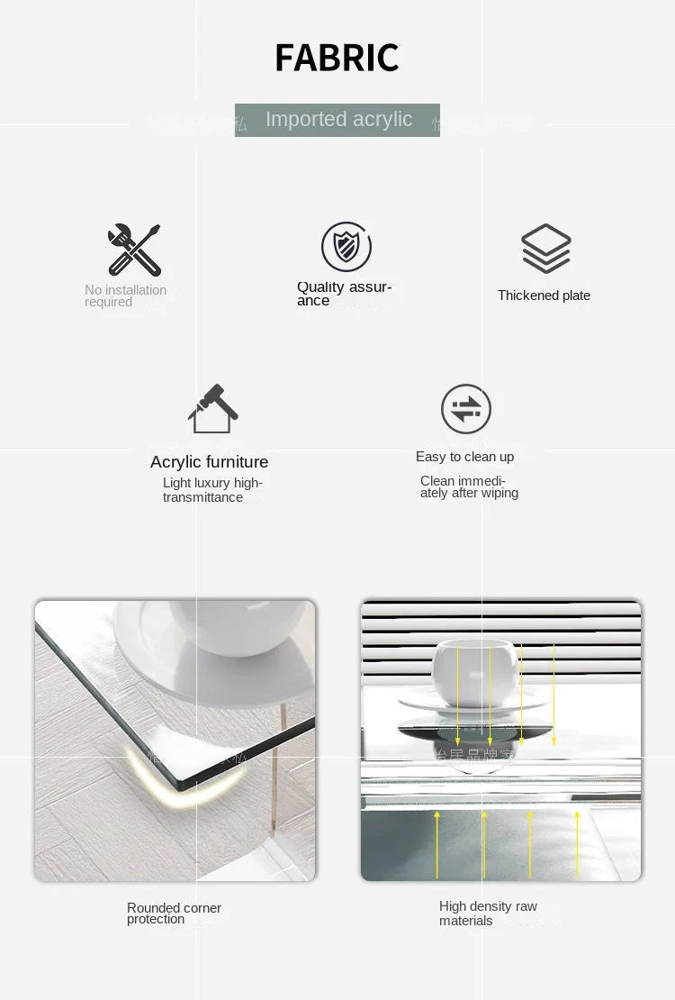 Contemporary Gray Acrylic Small Side Table - Elegant Accent for Modern Living Spaces