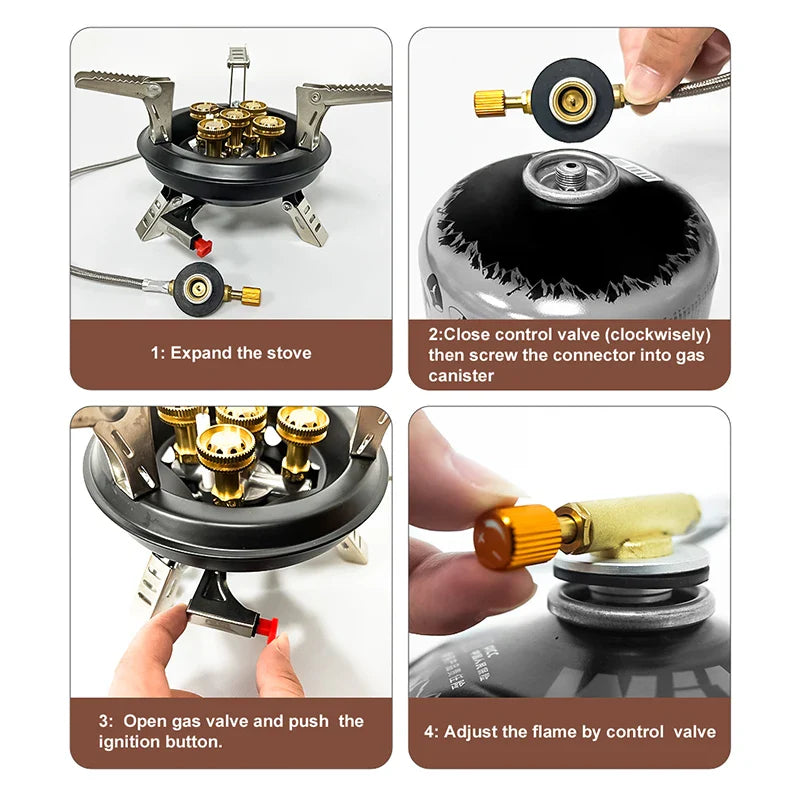 16000W High-Pressure Camping Gas Stove Black