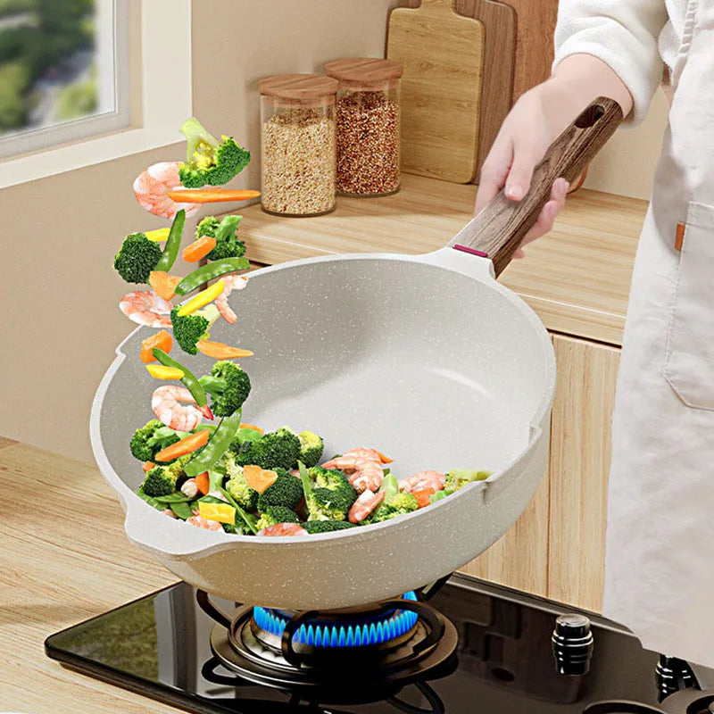 26cm Non-Stick Natural Medical Stone Frying Pan White