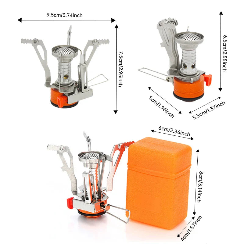 2PCS Mini Camping Gas Stove Orange