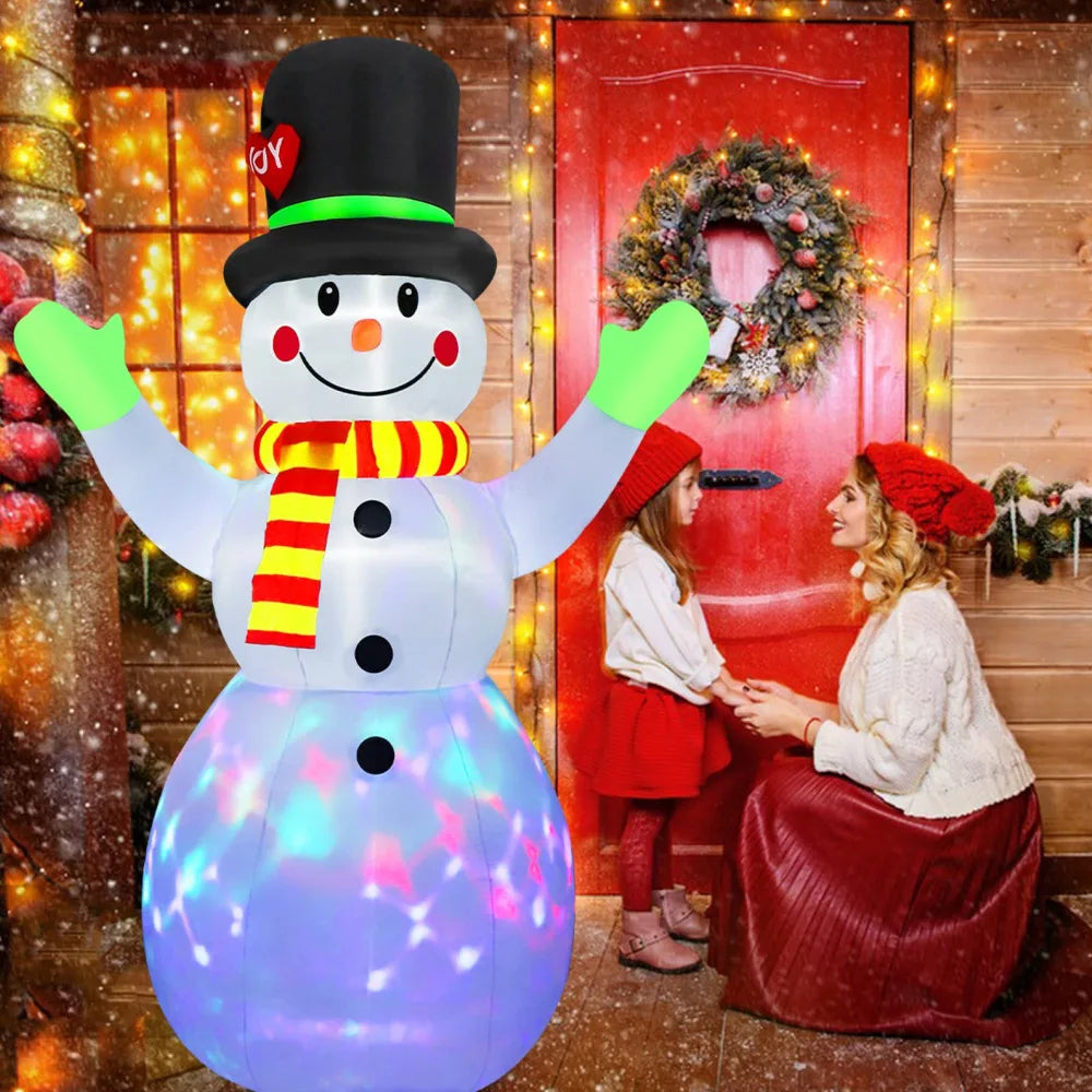2.4m Rotating Snowman Inflatable Christmas Decoration with LED Lights