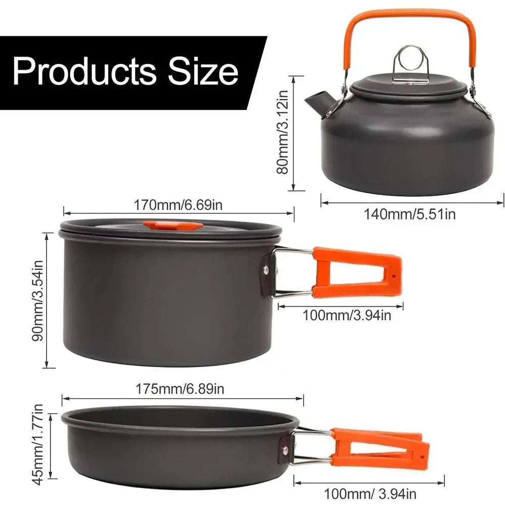 Portable Aluminum Camping Cookware Set for Outdoor Adventures