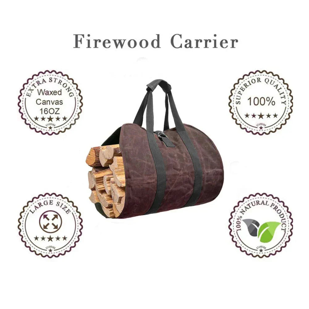 Canvas Firewood Carrier Log Carrying Bag