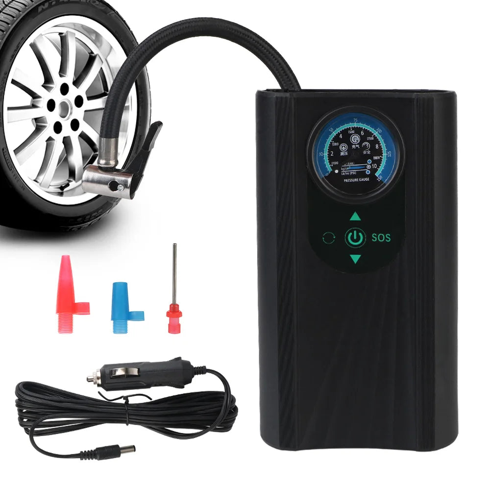 Handheld 12V Electric Air Compressor Quick Inflating Tire Pump Black