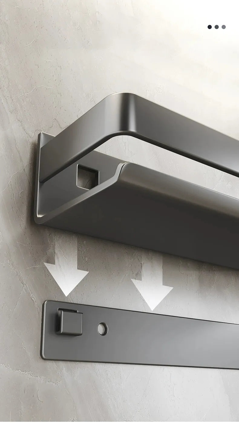 Contemporary Gray Bathroom Shelf Organizer - Wall-Mounted Corner Storage Rack