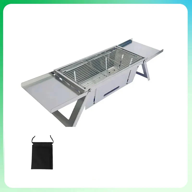 Folding Charcoal Grill Stove Silver