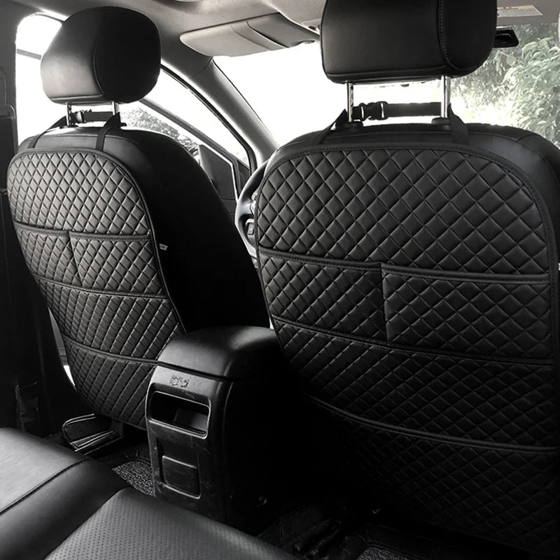 Universal Car Seat Back Protector with Organizer Pocket Black