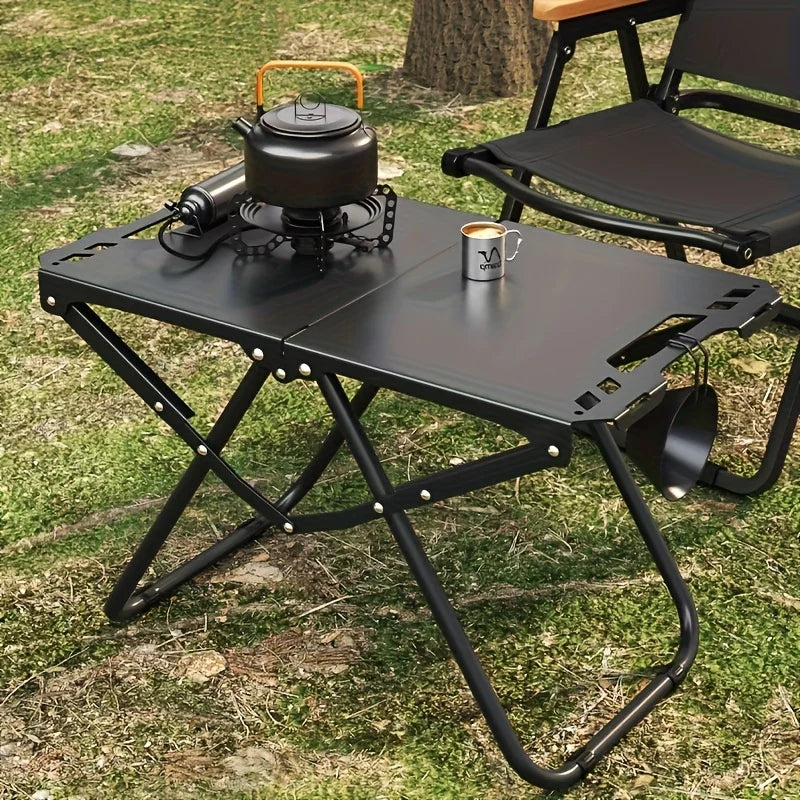 Folding Camping Table with Carry Handle Tripod Base Black