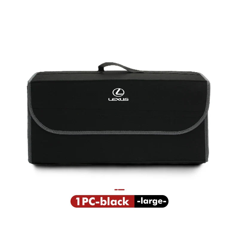 Large Car Seat Rear Storage Pouch–Soft Felt Trunk Organizer Bag Black