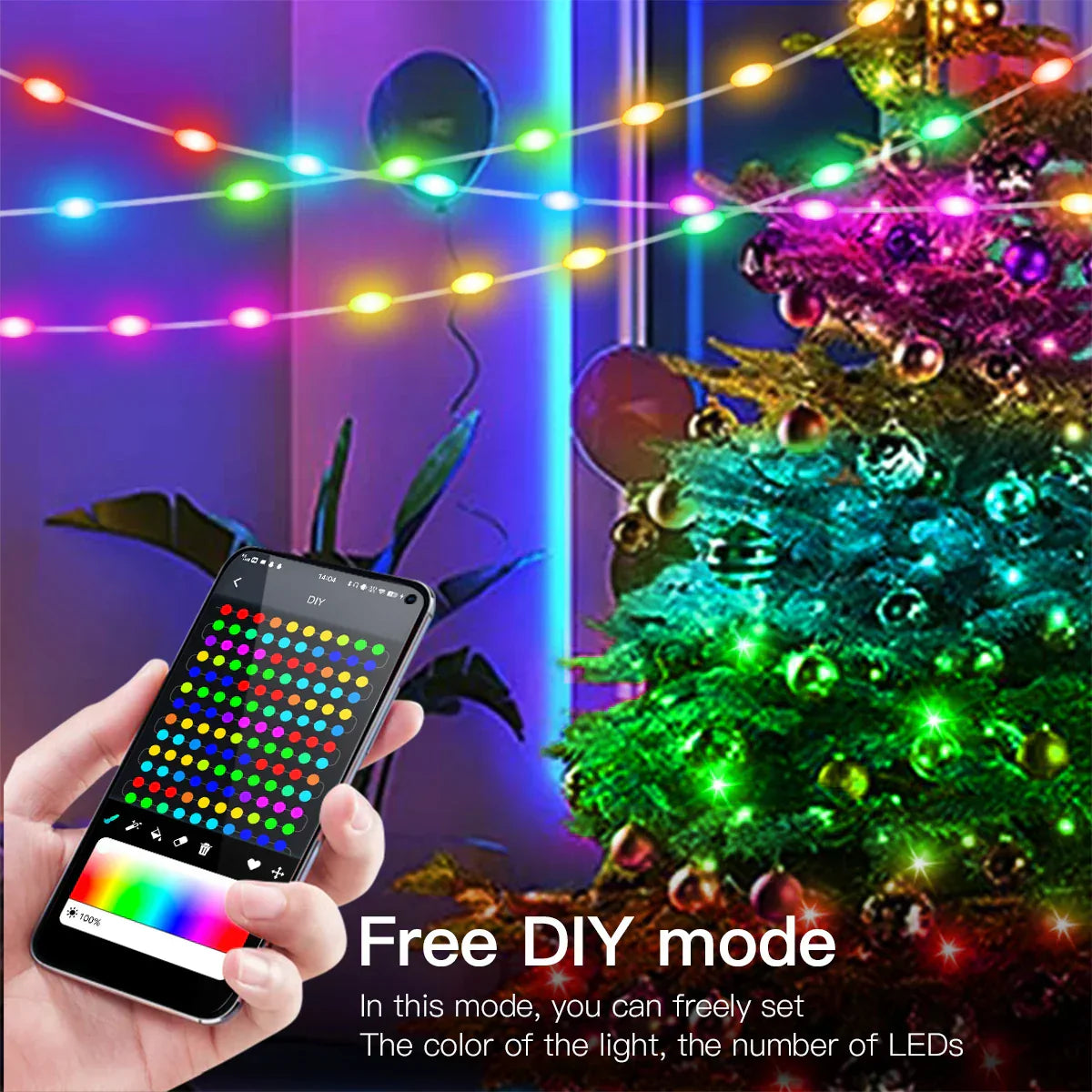 20M Dream Color USB 5V LED String Lights - Bluetooth Music APP RGBIC Addressable Fairy Lights