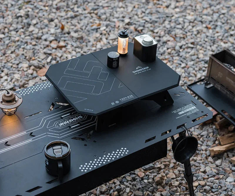 Ultralight Dual-Purpose Camping Adjustable Folding ABS Table Blac