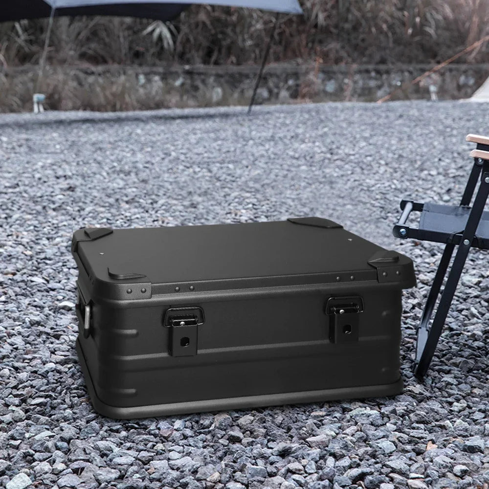 30L Aluminum Alloy Travel Storage Box Storage Case Black