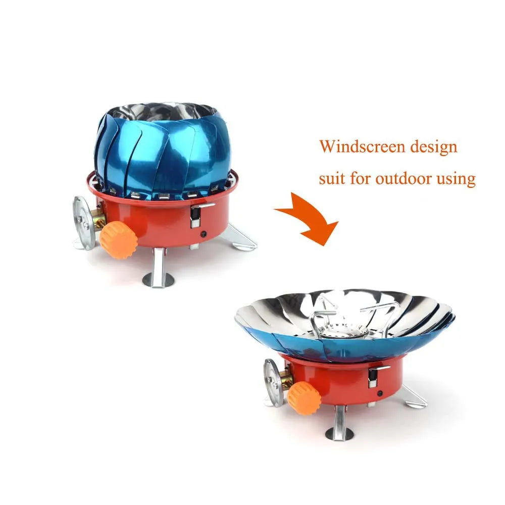 Windproof Mini Folding Camping Gas Stove Red