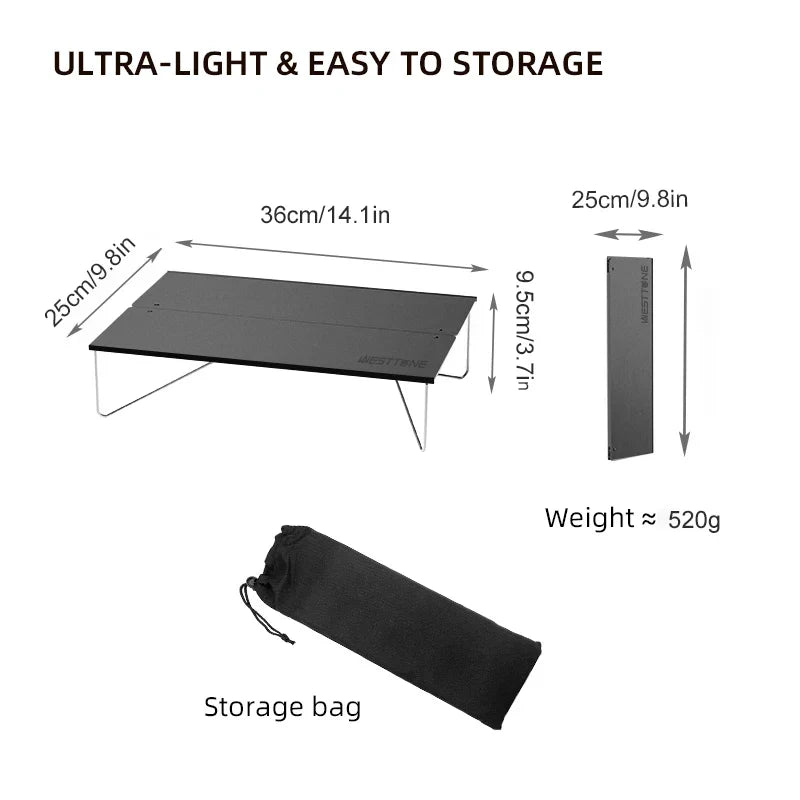 Pop-Up Outdoor Mini Folding Table Black