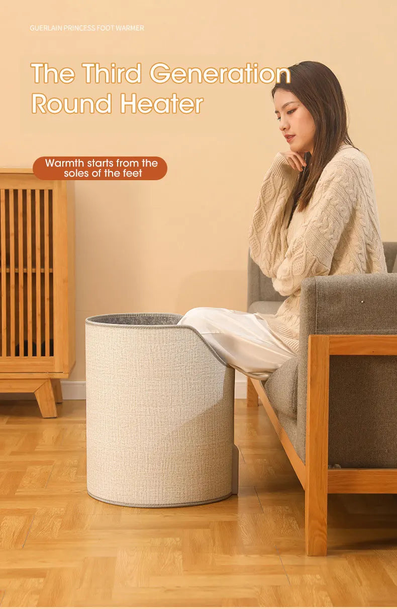 Portable Electric Foot Warmer Heater - Adjustable Thermostat, Foldable Design, 165W, Grey