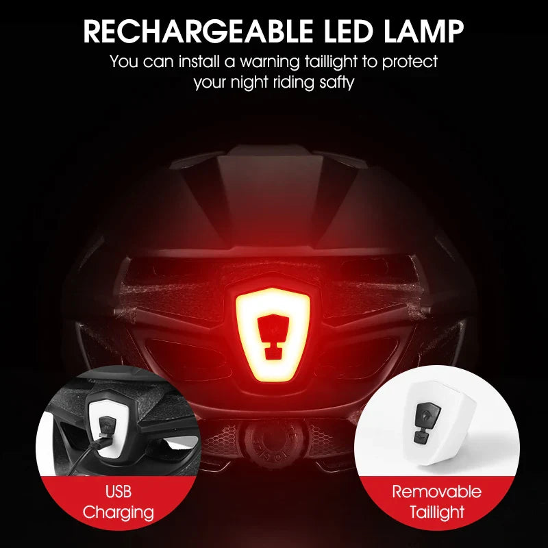 Ultralight Cycling Helmet with Magnetic Goggles LED Taillight Titanium