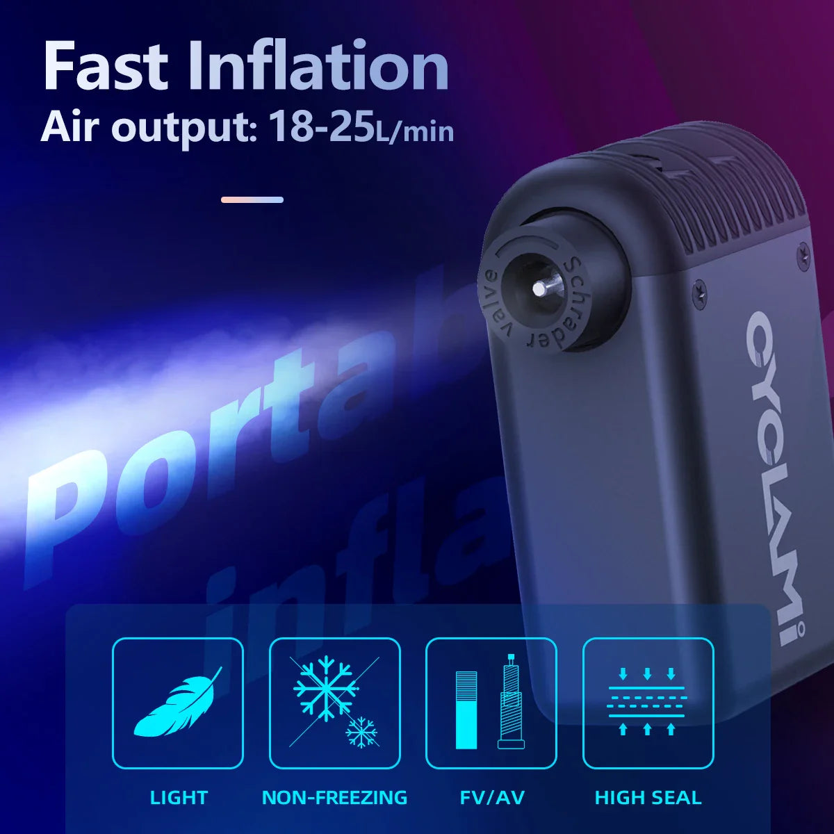 A2 Mini Portable Electric Bike Pump Cordless Aluminum Air Inflator Black