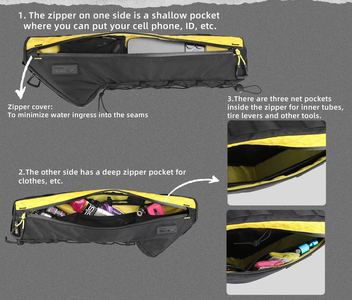 2.4L Water-Resistant Triangle Frame Bag Crossbeam Pouch Yellow