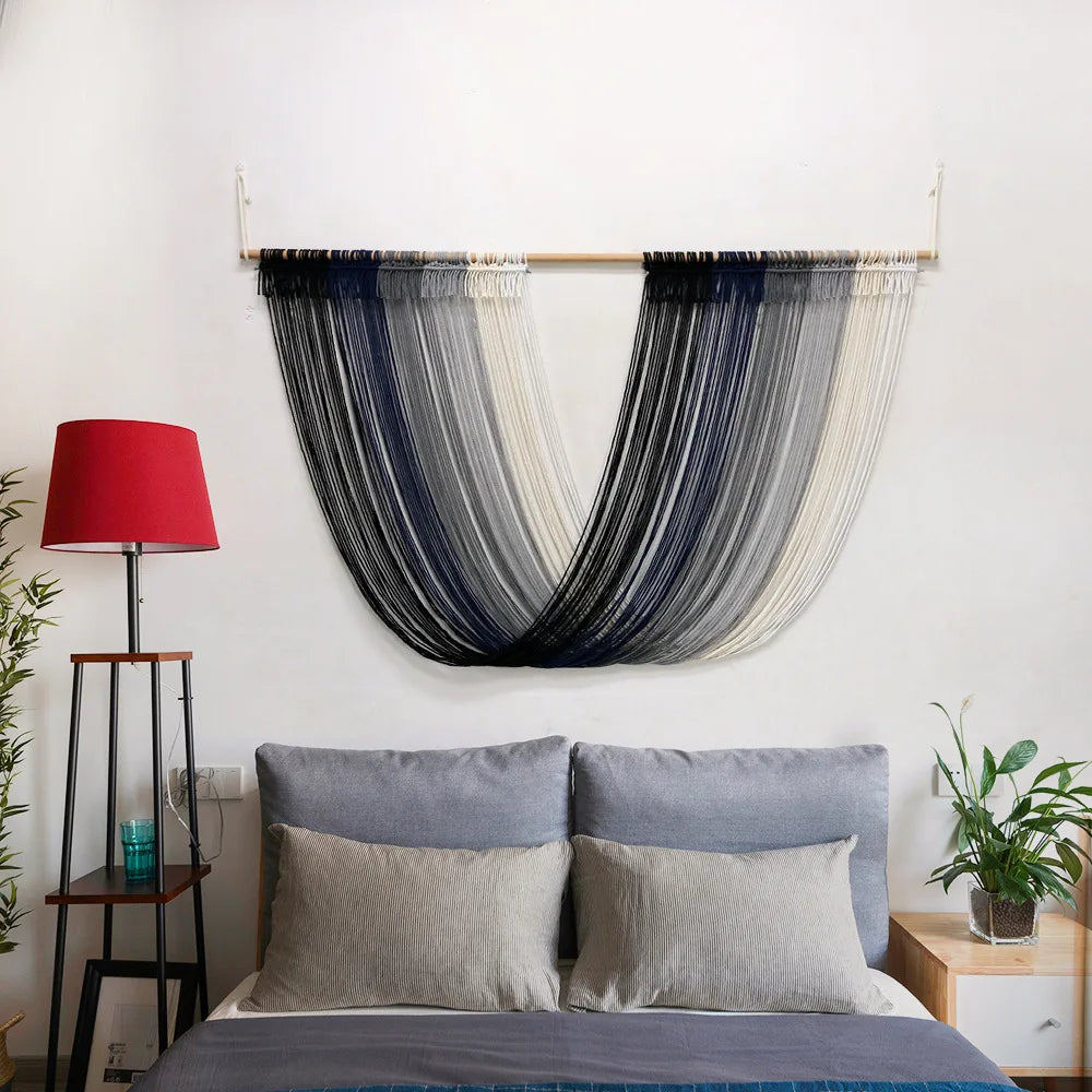 Boho Chic: Hand-Woven Gray Tapestry for Stylish Home Decor