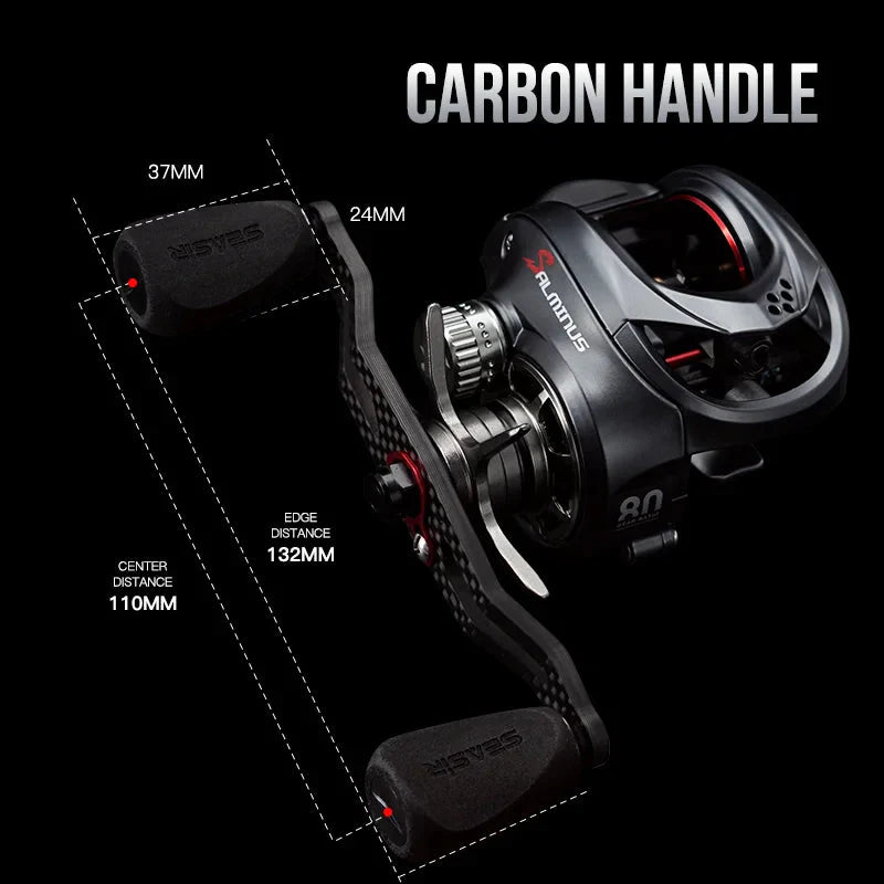 High-Speed Baitcasting Reel Dual Spools Right Hand Black