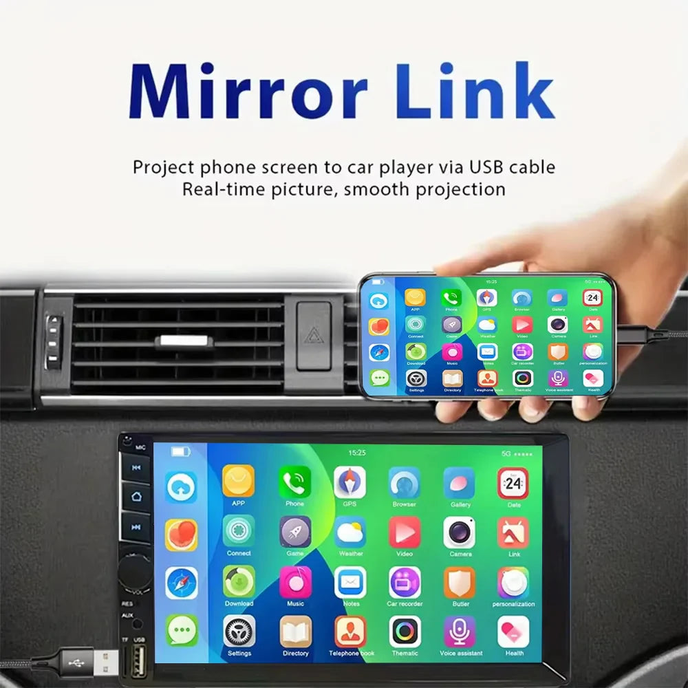 7 2DIN Touchscreen Car Stereo Black