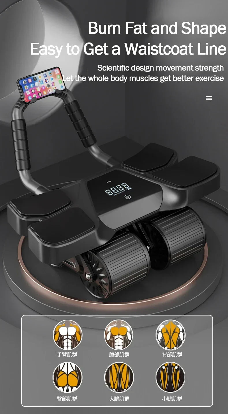 Four-Wheel Abdominal Roller with Elbow Support