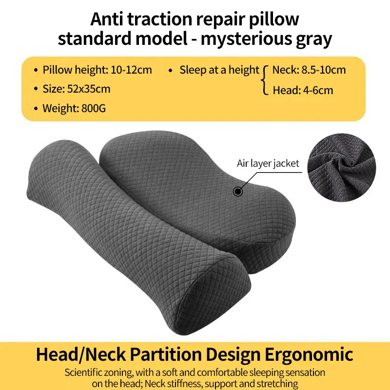 Ergonomic Memory Foam Cervical Pillow Orthopedic Contour Grey