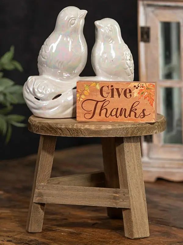 Wooden Stool Plant Stand Mini