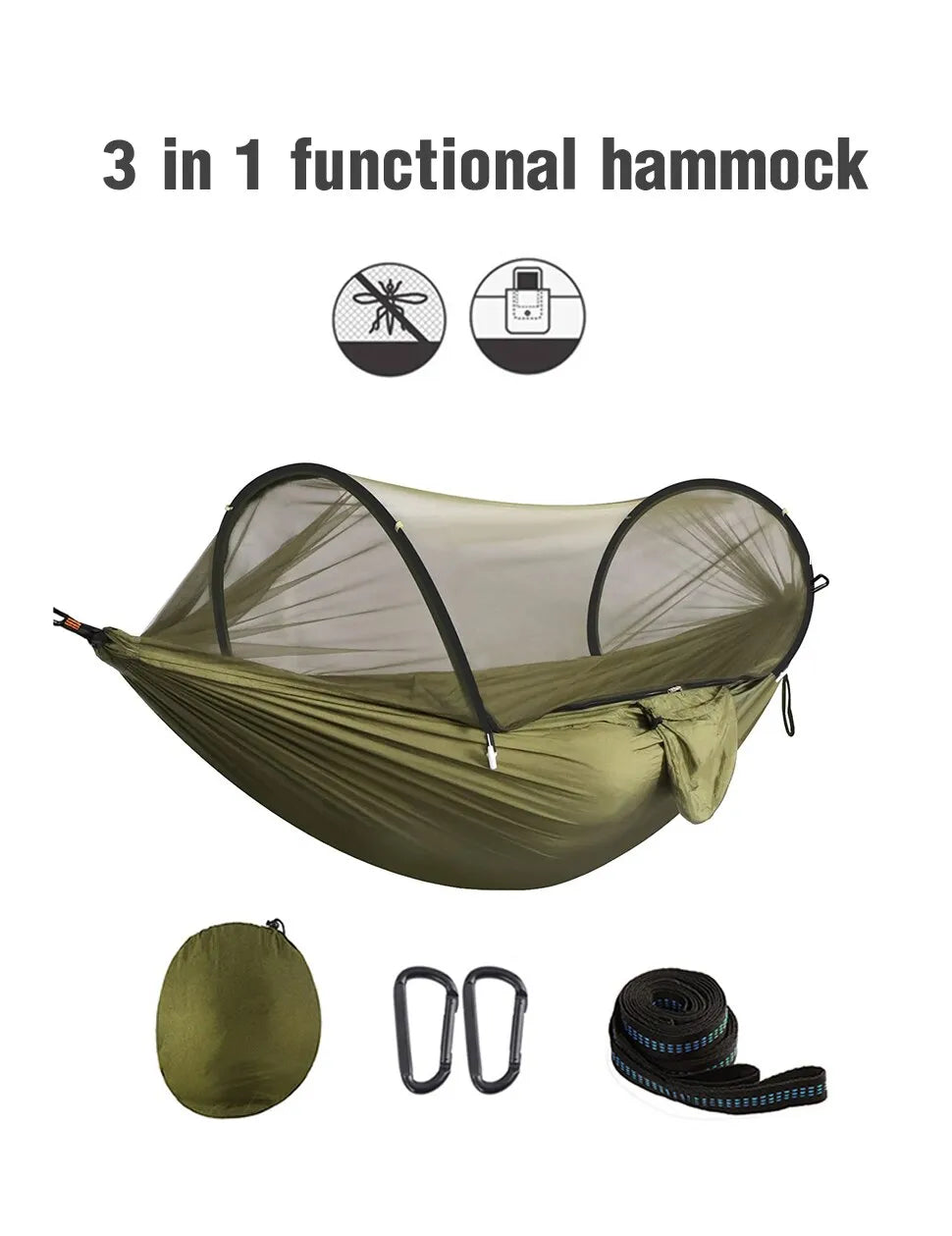 3-in-1 Camping Hammock with Mosquito Mesh