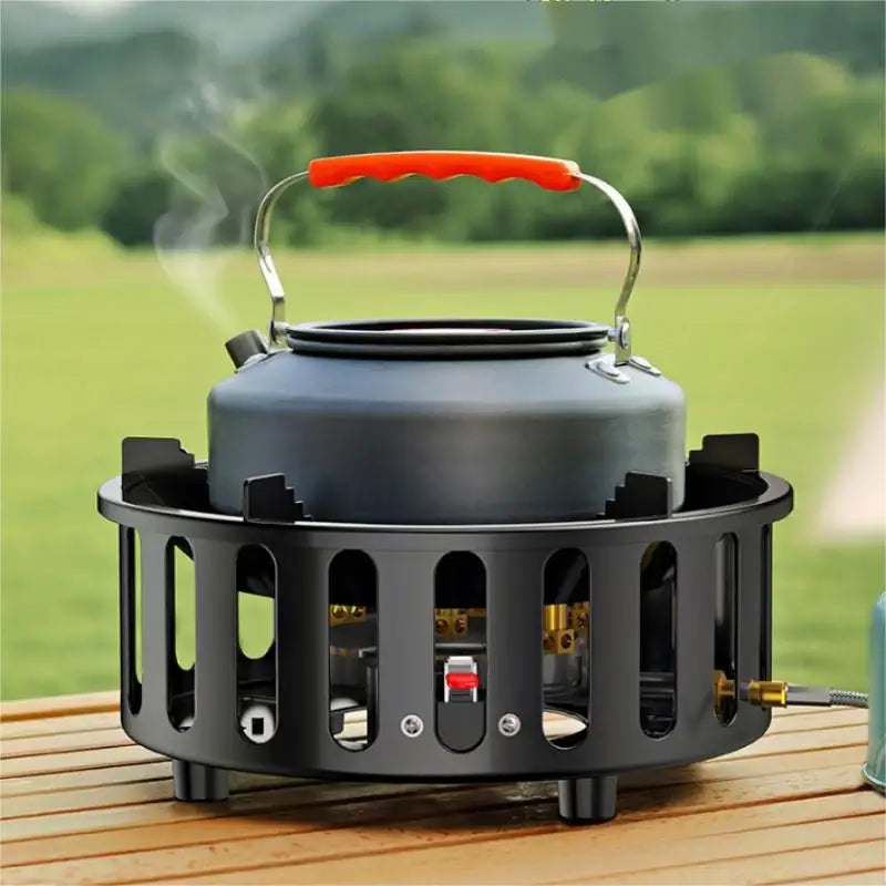 7-Core High-Power Camping Gas Stove Black
