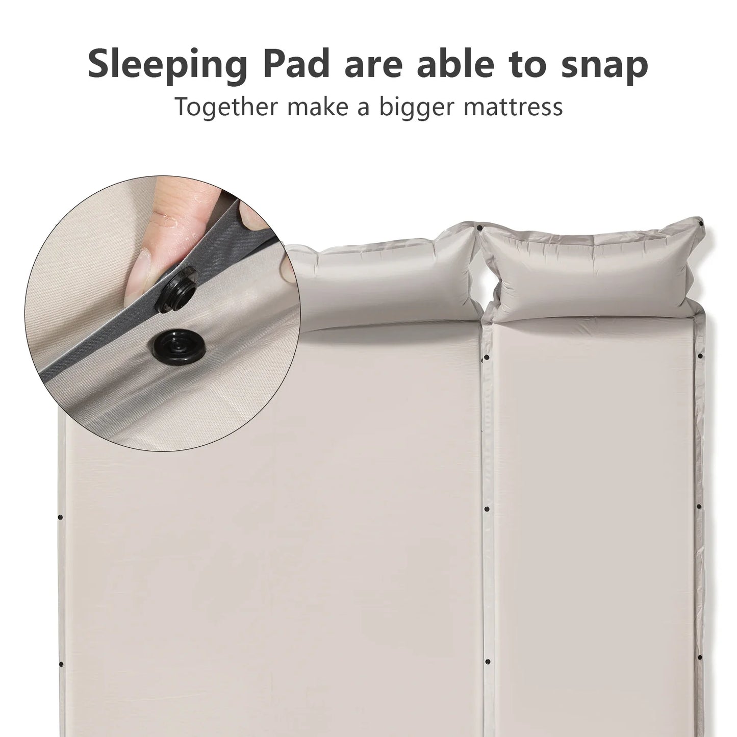 Self-Inflating Camping Mattress with Built-In Pillow Grey